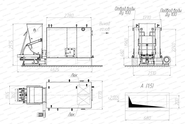 Котел КВм 1.28 МВт с ТШПМ чертеж